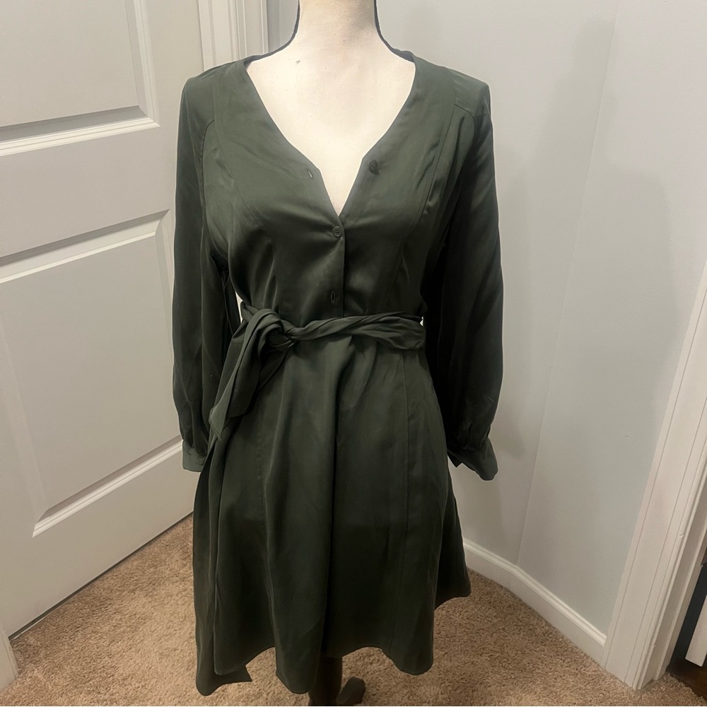 Chic Long Sleeve Dark Green Dress